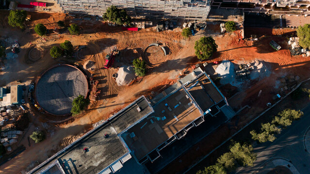 New Residential Building Under Construction With Crane in Urban Area