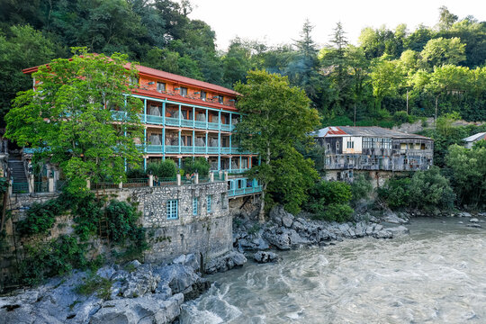Architectural detail of Kutaisi, Georgia's second largest city. Kutaisi is located along both banks of the Rioni River. View over Kutaisi city in Georgia