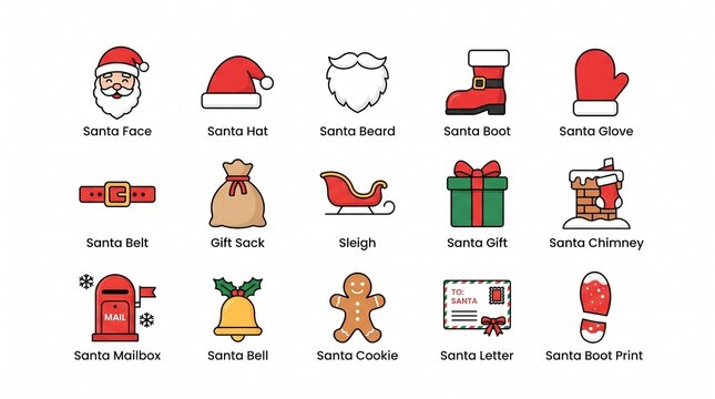 Minimal Flat Christmas Icons Set