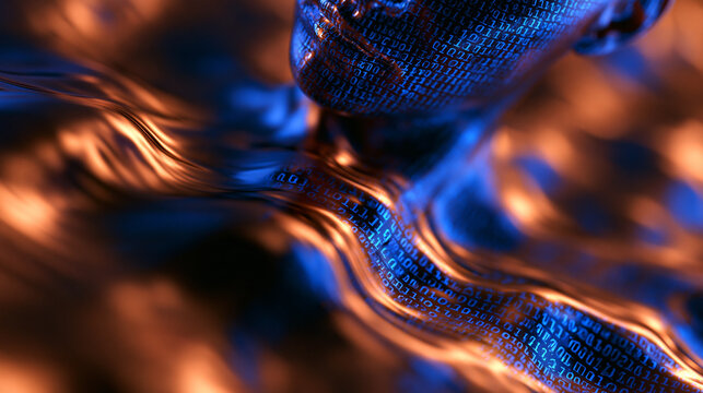 Artificial Intelligence Digital Human Face in Liquid Metal