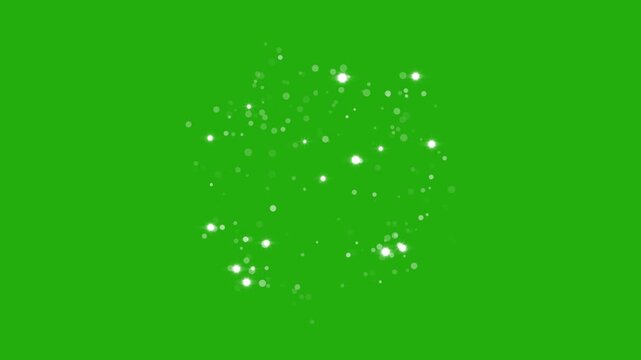 Glowing particles form a floating circular swirl on a bright green screen, creating a magical dust ring for logo reveals, transitions, titles, celebrations, and VFX.