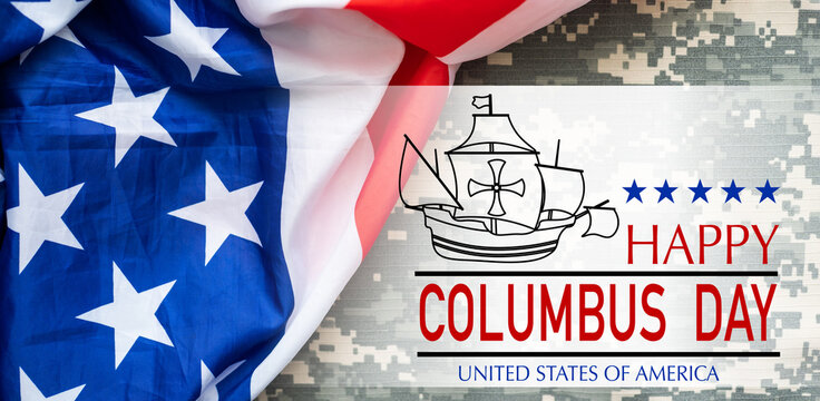 United States Columbus Day celebrate card. Happy Columbus Day 