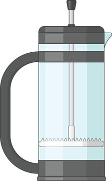 Empty French Press Vector Illustration. Manual Coffee Brewer Design Element Isolated on White Background