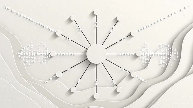 Animated Paper Cut Style Central Hub Node Connection Network and Data Spreading Concept