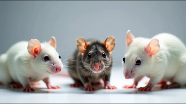 Two white and black rats standing side by side, friendship and companionship