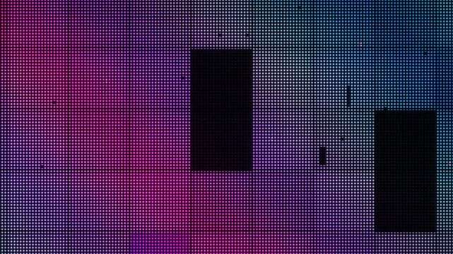 Broken LED Video Wall Close Up: Dead Pixel Columns and Panel Dropout Glitch, Seamless Loop in deep cyan tones