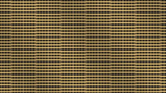 Mirrored Zigzag Lattice Drifting Over a Breathing Grid of Offset Cells Flat Ink Geometric Ornament Seamless Loop in bright ochre tones