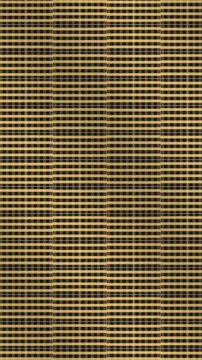 Mirrored Zigzag Lattice Drifting Over a Breathing Grid of Offset Cells Flat Ink Geometric Ornament Seamless Loop in rich ochre tones vertical 9:16