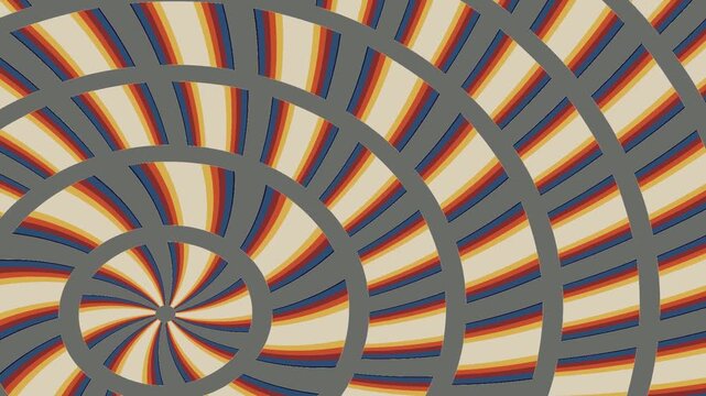Concentric Segmented Rings Counter Rotating While Segment Counts Step Outward Flat Retro Print Seamless Loop in deep cream tones