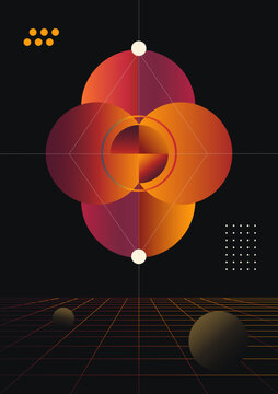 Gradient circles, minimalist design. Modern gradient poster on a dark background.