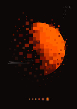Circle disintegration glitch effect. Circle disintegration into pixels. Wave. Glitches with image.