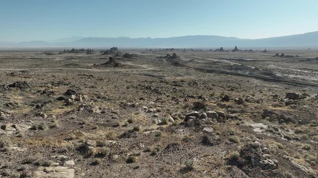 Trona Pinnacles Aerial Shot of Rock Formation Forward California
