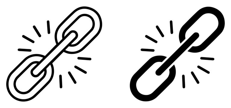 weak broken link weakness icon set