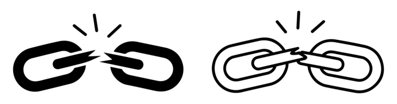 weakness broken link security warning icon set