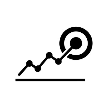 a line graph passing through a circular target