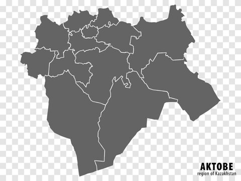 Blank map Aktobe  Region of Kazakhstan. High quality map Aktobe Region on transparent background for your web site design, app, UI. Kazakhstan.  EPS10.