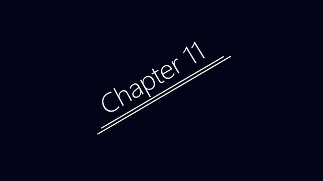 Chapter 11Title page text Educational literature book chapter on black background 4k video