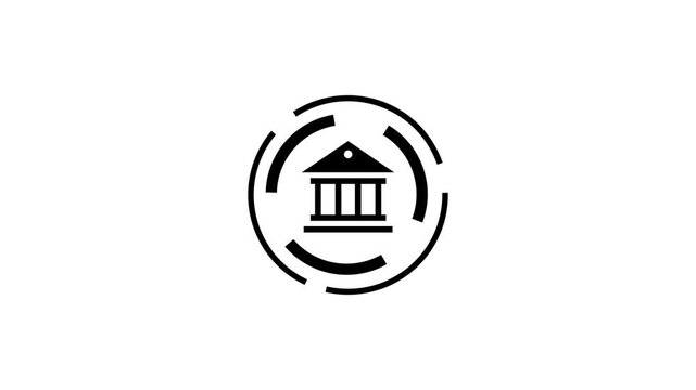 Bank Building Icon Isolated. Bank building icon animation.