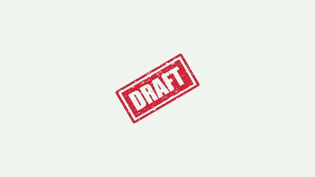 Red Draft Rubber Stamp Impression Isolated on White Background for Document Marking and Business Approval