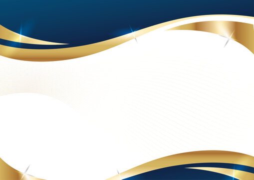 abstract corporate certificate background with a modern navy blue and gold curve layout