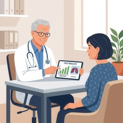 Obraz premium Doctor Explaining Test Results On Tablet To Patient