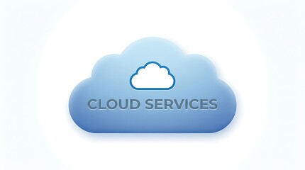 Fototapeta premium Cloud services icon with blue digital symbol for modern technology and data storage solutions.