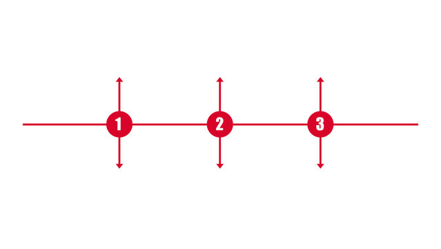 Horizontal progress infographic timeline with red numbered points and vertical pointer arrows timeline template process chart data visualization sequential steps infographic element progress