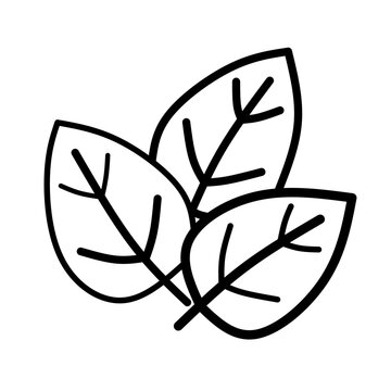 Minimalist black outline of three leaves. Clean nature-inspired vector illustration. Perfect for eco-friendly branding.