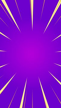 Vertical comic speed lines animation on purple gradient background, anime style radial motion rays flashing to center, cartoon action zoom effect for gaming intro, meme video, hype flash sale