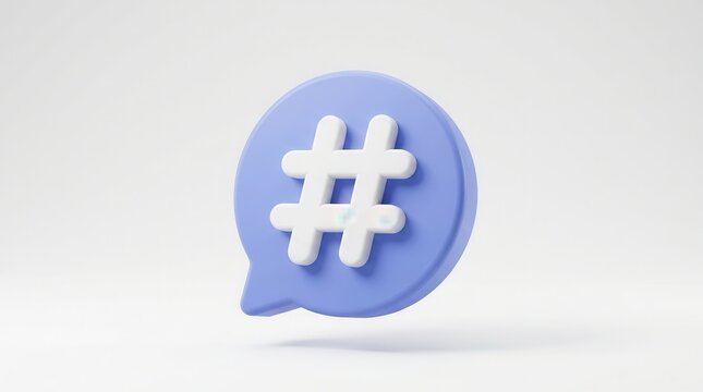 Social media notification icon featuring a 3D hashtag symbol for comment threads and user responses.