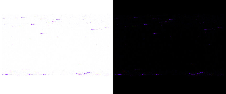 Minimalist abstract texture split screen, high contrast black and white background, subtle purple speckles and noise overlay