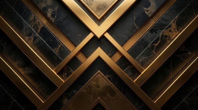 Art deco style background featuring 3D textured golden and black elements