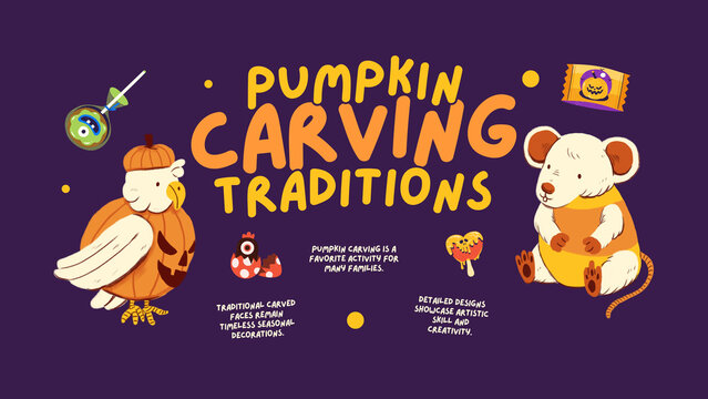 Purple and Orange Illustrated Halloween Presentation