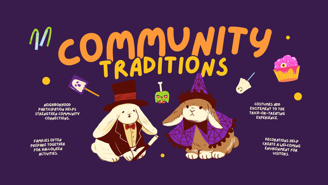 Purple and Orange Illustrated Halloween Presentation