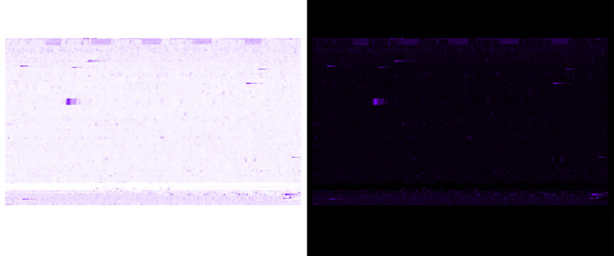 Abstract purple noise texture, digital glitch background with static distortion, vintage VHS signal effect