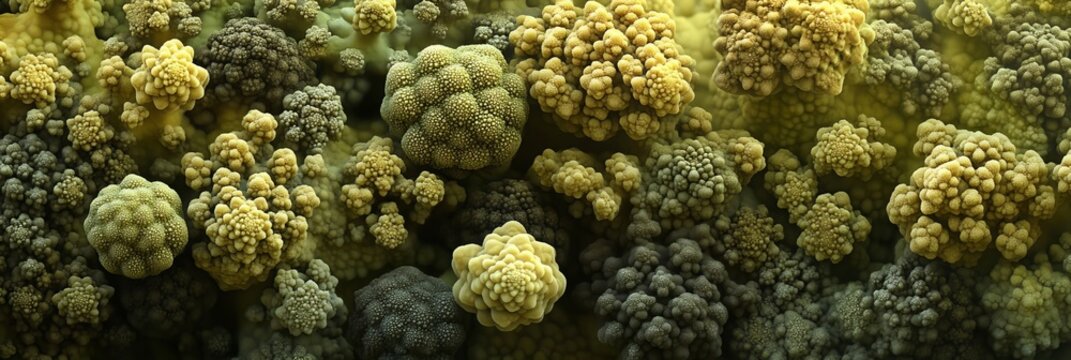 Macro Close Up Of Dried Broccoli Florets Textured Background Featuring Organic Botanical Patterns