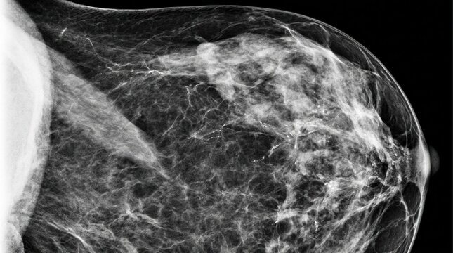 Detailed Mammogram Image Showing Breast Tissue and Structures