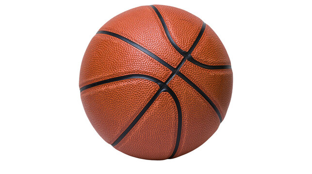 Standard orange basketball with black seams, isolated on transparent background