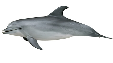 Obraz premium Gray dolphin with smooth skin smiling and looking forward, isolated on transparent background