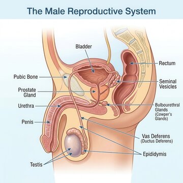 Detailed Medical Illustration Of The Male Reproductive System Anatomy