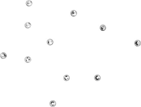 Silver Shiny Metallic Scattered Rhinestones Decoration