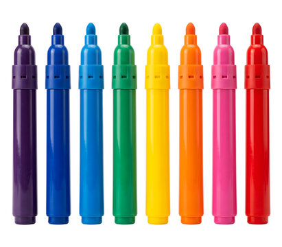 Colorful marker pens on transparent background