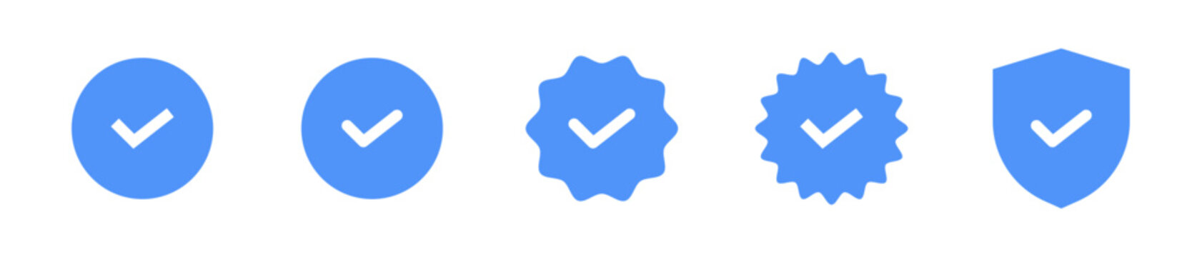 Blue check mark verification icons set
