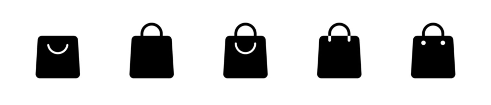 Black shopping bag icons set