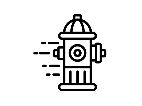 A fire hydrant icon with speed lines suggesting movement and emergency services