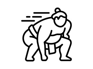 Fototapeta premium Sumo wrestler in a low stance ready to compete with powerful movement and focus