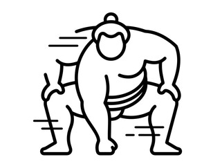 Fototapeta premium A sumo wrestler prepares for battle with powerful stance and determination while isolated on white background