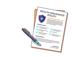 Naklejka premium Secure Your Future Health Insurance Policy Document with Pen Emphasizing Medical Coverage, Protection, and Healthcare Planning for Well-being