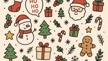 Fototapeta premium Festive holiday illustration with icons.