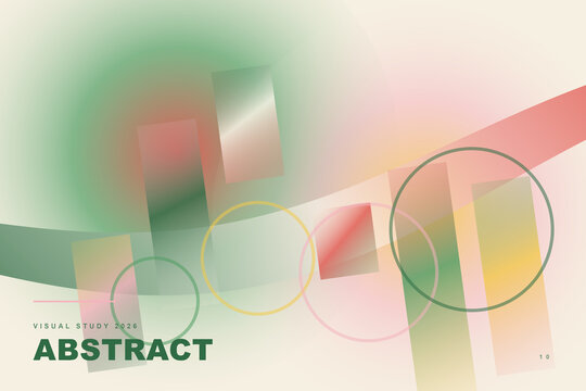 Modern abstract graphic design with soft gradient shapes circles and geometric bars transparent background